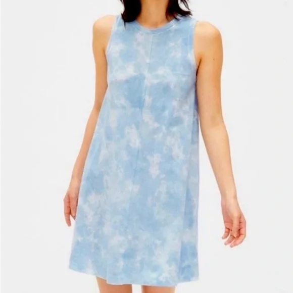 Gap Blue Tie Dye Print Tank T-Shirt trapeze style M EUC - Picture 1 of 4